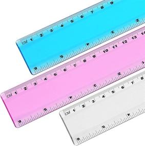 img 2 attached to 📏 6 Inch Color Plastic Straight Ruler Set - Assorted Colors - Measuring Tools - 3 Pack Bulk Rulers