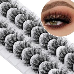 img 4 attached to 👁️ 10 Pairs of ZANLUFLY Mink Lashes - Fluffy, Wispy, Dramatic, Thick Fake Eyelashes for Long, Voluminous Eyes