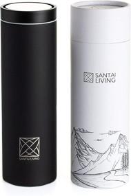 img 4 attached to ⚡ 2021 Santai Living 1-Click Open Vacuum-Insulated Travel Mug - Double Walled Stainless Steel Thermos Flask 17oz (Black), Best SEO