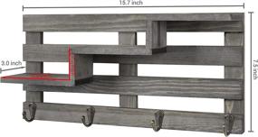 img 2 attached to 📚 Rustic Gray Wooden Staircase Wall Shelf with 3 Tiers and 4 Key Hooks by MyGift