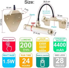 img 1 attached to Перевод на русский язык названия продукта: "HONWELL Заряжаемый светильник для картин: беспроводные световые панели с пультом управления, светильник для дартса, светильник для рамки с 3 режимами, 28 светодиодами, вращающейся головкой, 360° гибкой шеей, крепление для подсветки дисплея для произведений искусства