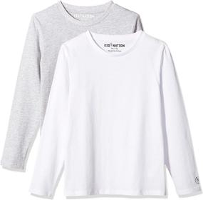 img 3 attached to 👕 Kid Nation 100% Cotton Tagless Long Sleeve Crewneck T-Shirt: 2 Packs for Boys or Girls 4-12 Years