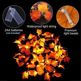 img 3 attached to 🍁 GABOSS 1 Pack Lighted Fall Garland: Waterproof Maple Leaf String Lights for Christmas & Thanksgiving Decor - Indoor/Outdoor Use - 20 LED 8.2 FT