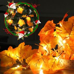 img 1 attached to 🍁 GABOSS 1 Pack Lighted Fall Garland: Waterproof Maple Leaf String Lights for Christmas & Thanksgiving Decor - Indoor/Outdoor Use - 20 LED 8.2 FT