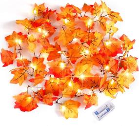 img 4 attached to 🍁 GABOSS 1 Pack Lighted Fall Garland: Waterproof Maple Leaf String Lights for Christmas & Thanksgiving Decor - Indoor/Outdoor Use - 20 LED 8.2 FT