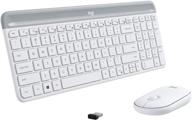 logitech mk470 slim wireless keyboard and mouse combo: low profile, ultra quiet, long battery life - off white logo