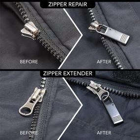 img 2 attached to Premium Black Zipper Pull Replacement Kit [4 Pieces, 1.5 x 0.43 x 0.17 Inches] – Fix Damaged Tags on Jackets, Coats, Luggage, and Suitcases. Large Locking Pull Tabs for Easy Repair - Detachable Repair Kit