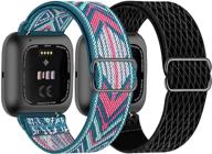 🌟 juqbanke elastic nylon bands: premium fitbit versa/versa 2/versa lite/versa se strap logo