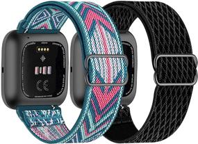 img 4 attached to 🌟 JuQBanke Elastic Nylon Bands: Premium Fitbit Versa/Versa 2/Versa Lite/Versa SE Strap