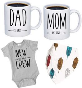 img 4 attached to 🎁 Pregnancy Gift 2021 – New Mommy and Daddy 11 oz Mug Heart Set with 'New To The Crew' Romper (0-3 Months) – Top Mom and Dad Gift Set for New and Expecting Parents – Baby Shower