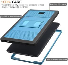 img 3 attached to MoKo Case: Heavy Duty Rugged Cover with Built-in Screen Protector for Samsung Galaxy Tab A 10.1 2016 Tablet (Blue/Dark Grey)