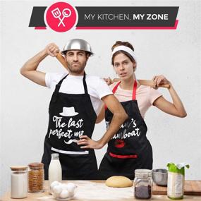 img 1 attached to 🎁 Glotoch Cooking Aprons Set for Couples: Funny Kitchen Aprons Gift for Engagement, Wedding, Anniversary, Valentine’s Day - 100% Cotton Apron Set with Free Oven Mitts, Potholder, Card Christmas Gift