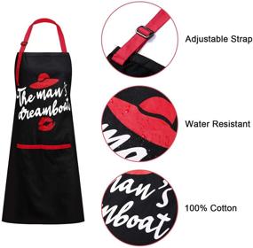 img 2 attached to 🎁 Glotoch Cooking Aprons Set for Couples: Funny Kitchen Aprons Gift for Engagement, Wedding, Anniversary, Valentine’s Day - 100% Cotton Apron Set with Free Oven Mitts, Potholder, Card Christmas Gift