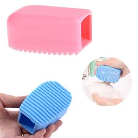 img 4 attached to 🧼 AKOAK 2 Pcs Candy-Colored Silicone Washboard: Blue & Pink Creative Handheld Laundry Scrubber