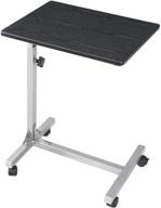 🛏️ black adjustable over bed table c side rolling table with lockable wheels - medical portable notebook laptop desk tv tray table for breakfast eating (18.9 x 14.7 x 31.1 inch) logo