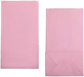 img 1 attached to 🎀 50 Pack Baby Pink Paper Party Favor Bags for Princess 1st Birthday, Easter, or Baby Shower - Food Grade Kraft Lunch Gift Bags - 5"x3"x9