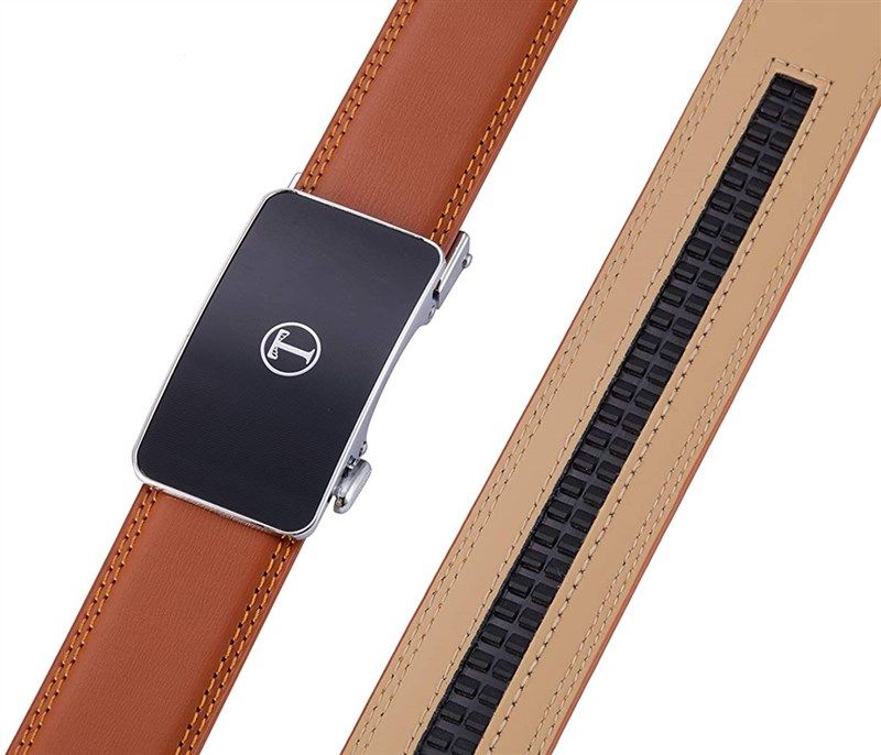 Tonywell Men's Adjustable Tanned Leather Belt