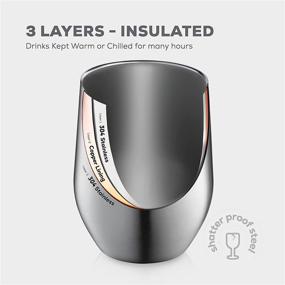 img 1 attached to 🍷 Premium Triple Insulated Wine Tumbler With Lid (4 Pack) - 12oz Stainless Steel Wine Glass Set - Keep Drinks Hot & Cold for Outdoors, Beach, Picnics - Unbreakable, BPA-Free Lids Included