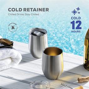 img 2 attached to 🍷 Premium Triple Insulated Wine Tumbler With Lid (4 Pack) - 12oz Stainless Steel Wine Glass Set - Keep Drinks Hot & Cold for Outdoors, Beach, Picnics - Unbreakable, BPA-Free Lids Included
