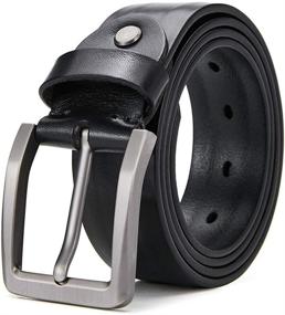 img 3 attached to Grain Heavy Italian Leather Causal Men's Accessories for Belts