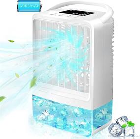 img 4 attached to EEIEER Portable Outdoor Air Conditioner Fan: Personal Misting Humidifier Evaporative Cooler with 3 Speeds, Timer, 7 Colors Light - Ideal Table Fan for Home Patios, Travel, and More!