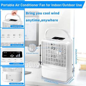 img 1 attached to EEIEER Portable Outdoor Air Conditioner Fan: Personal Misting Humidifier Evaporative Cooler with 3 Speeds, Timer, 7 Colors Light - Ideal Table Fan for Home Patios, Travel, and More!