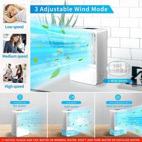 img 3 attached to EEIEER Portable Outdoor Air Conditioner Fan: Personal Misting Humidifier Evaporative Cooler with 3 Speeds, Timer, 7 Colors Light - Ideal Table Fan for Home Patios, Travel, and More!