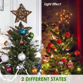 img 3 attached to 🌟 WBHome Lighted Rustic Star Treetop: Pre-lit Christmas Tree Topper with 15 Warm Lights & Natural Rattan, Ideal Holiday Decoration