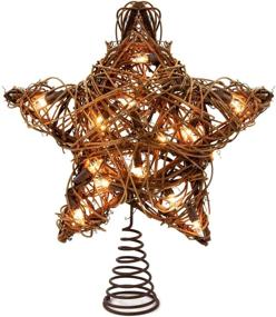 img 4 attached to 🌟 WBHome Lighted Rustic Star Treetop: Pre-lit Christmas Tree Topper with 15 Warm Lights & Natural Rattan, Ideal Holiday Decoration