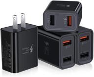 🔌 pofesun fast charge 3.0 usb charger - 4pack 30w qc wall charger for samsung galaxy & iphone - black logo