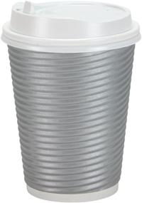 img 3 attached to 🔥 Double Wall & Ripple Insulated Hot Paper Cups with Lids for Heat Protection - 30 Count Pack of 1 in Silver Premium Quality