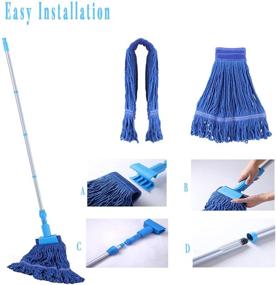 img 3 attached to 🧹 Klyfar Heavy Duty Commercial String Mop - 54&quot; Wet Floor Cleaning Mops, Loop-End Cotton Industrial Mop with Long Handle for Home, Kitchen, Garage, Office, and Concrete/Tile Floors