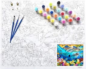 img 3 attached to 🎨 SYNHOK Dolphin Bay DIY Oil Paint by Numbers Kit: Perfect for Adults and Kids, Acrylic Drawing Paintwork with 16x20 Inch Canvas – Ideal for Beginners