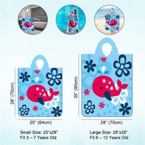 img 4 attached to 🐳 Kids' Sandproof Cartoon Beach Poncho: Quick Dry, Hooded & Absorbent Cover Up for Boys & Girls - Blue Microfiber Changing Robe, 25"x28" Size - Colorful Star Cute Whale Design