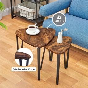 img 1 attached to 🛋️ Vintage Brown 3-Piece Industrial Nesting-Tables Living Room Furniture Set for Bedroom, Home Office, and More