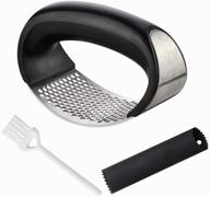 🧄 3-in-1 stainless steel garlic press rocker + peeler + brush - ultimate garlic mincer, crusher & clove mincing tool logo