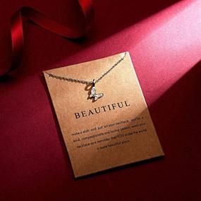 img 2 attached to 🦋 RINHOO Sun Pearl Butterfly Charm Pendant Necklace: Elegant Clavicle Chain with Dainty Friendship Stamped Message Card - Perfect Gift!