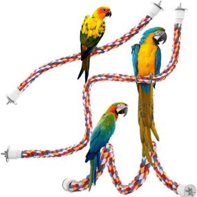 img 3 attached to 🦜 ZffXH Bird Rope Perch: Comfy Cotton Swing & Climbing Toy for Parrots - Perfect for Chewing and Standing