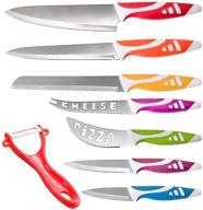 ultimate 8pc kitchen knife set - high-quality chef knives for professional and home cooking - stainless steel non-stick blades - perfect gift for commercial chefs - colorful decor & razor-sharp cutlery logo