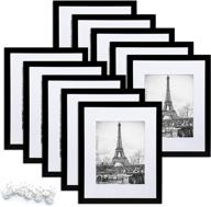 upsimples 8x10 picture frame set of 10 - display pictures 5x7 or 8x10, black multi photo frames for wall or tabletop, with/without mat логотип