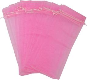 img 3 attached to 🎁 Wuligirl 20pcs Drawstring Organza Wine Bottle Bag 5.5 x 14.5 Inch - Pink Wrapping Gift Bags for Baby Shower, Wedding Favors, Party - Charcoal Reusable Pouches