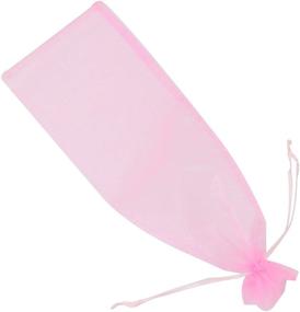 img 1 attached to 🎁 Wuligirl 20pcs Drawstring Organza Wine Bottle Bag 5.5 x 14.5 Inch - Pink Wrapping Gift Bags for Baby Shower, Wedding Favors, Party - Charcoal Reusable Pouches