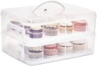 🧁 convenient 2 tier cupcake carrier: holds 24 cupcakes with lid (13.5 x 10.25 x 7.5 in) логотип