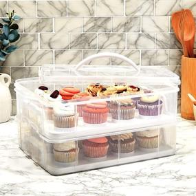 img 3 attached to 🧁 Convenient 2 Tier Cupcake Carrier: Holds 24 Cupcakes with Lid (13.5 x 10.25 x 7.5 In)