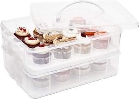 img 2 attached to 🧁 Convenient 2 Tier Cupcake Carrier: Holds 24 Cupcakes with Lid (13.5 x 10.25 x 7.5 In)