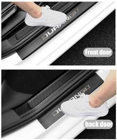 img 3 attached to LEXLEY Dodge 2011-2021 Durango Carbon Fiber Style Leather Door Sill Protector: Keep Your Vehicle Clean and Stylish with Anti-Dirty Scuff Plate Cover Guard Sills Protector Trim, 4PCS - SLIVER