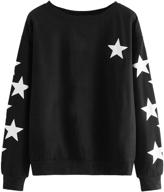 🌟 sweatyrocks women's star graphic print long sleeve sweatshirt: fashionable pullover shirt top for comfort and style logo