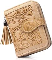 👛 meitrue rfid blocking small wallet for women with compact bifold purse, leather tassel, and zipper pocket – stylish 589-3apricot design logo