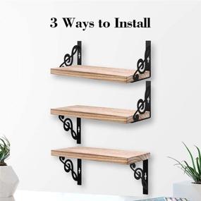 img 2 attached to 🪵 Rustic Wood Floating Wall Shelves Set of 3 - Ideal for Living Room, Bedroom, Bathroom, Kitchen Decor (Natural Wood Finish)