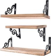 🪵 rustic wood floating wall shelves set of 3 - ideal for living room, bedroom, bathroom, kitchen decor (natural wood finish) logo